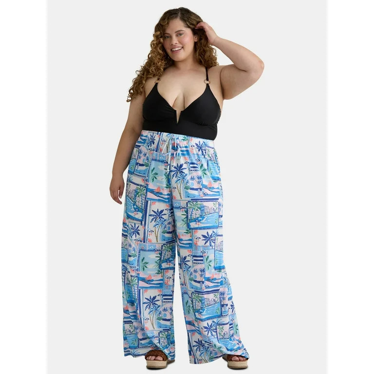 Time and Tru Women’s and Women’s Plus Scenic Print Coverup Pants, Sizes XS-3X | Walmart (US)