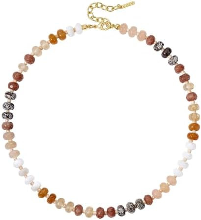 KissYan Beaded Necklaces for Women, Gemstone Bead Boho Choker, Natural Stone Handmade Fashion Aut... | Amazon (US)