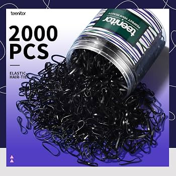Teenitor 2000pcs Black Hair Rubber Bands Soft Elastic Hair Ties for Kids Girls Hair Braids | Amazon (US)