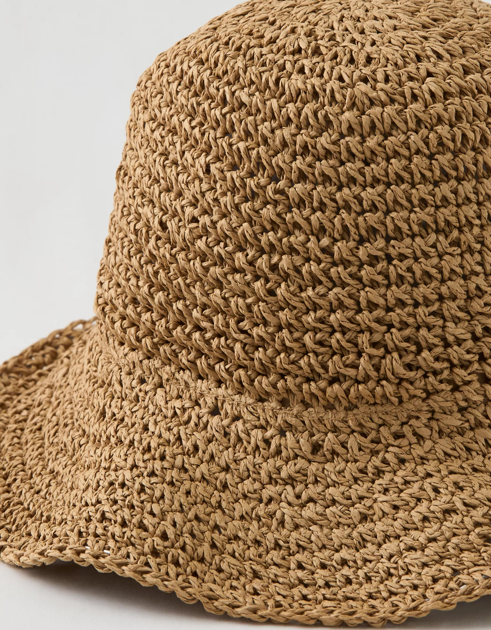 Aerie Folded Brim Straw Bucket Hat | Aerie