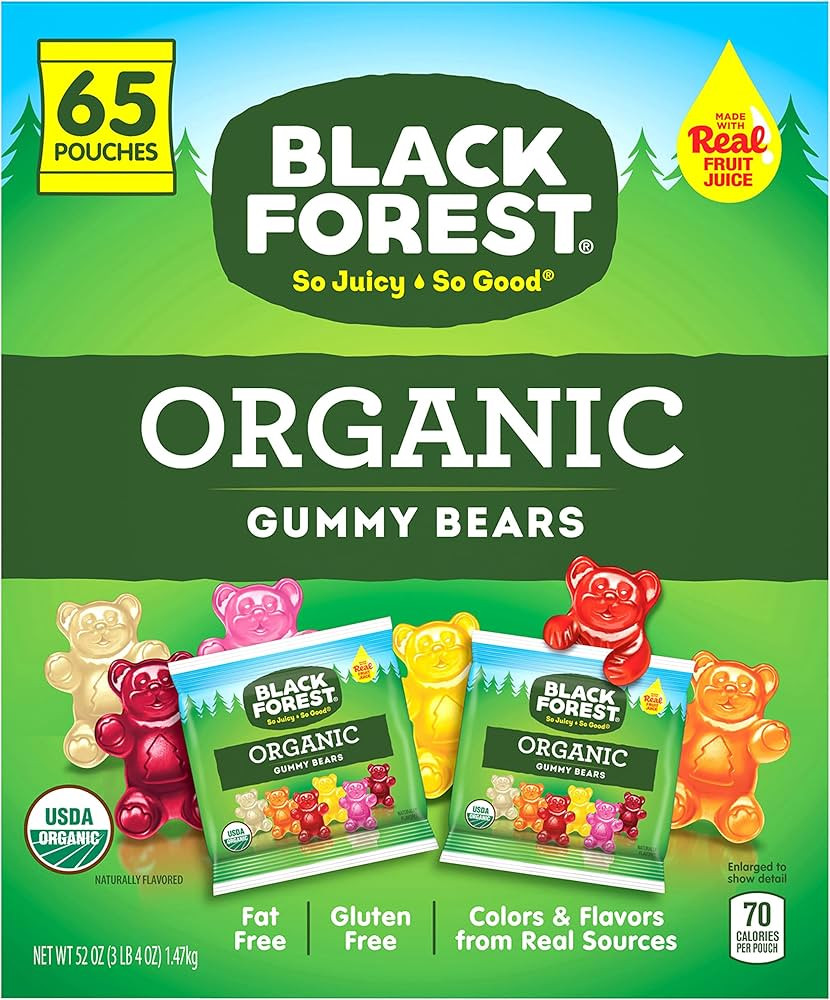 Black Forest Organic Gummy Bears Candy, 0.8 Ounce Pouches, 65 Count | Amazon (US)