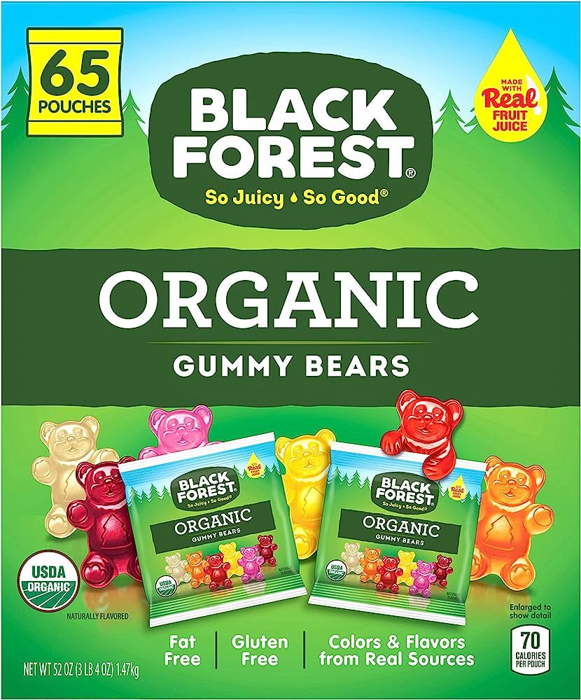 Black Forest Organic Gummy Bears Candy, 0.8 Ounce Pouches, 65 Count | Amazon (US)