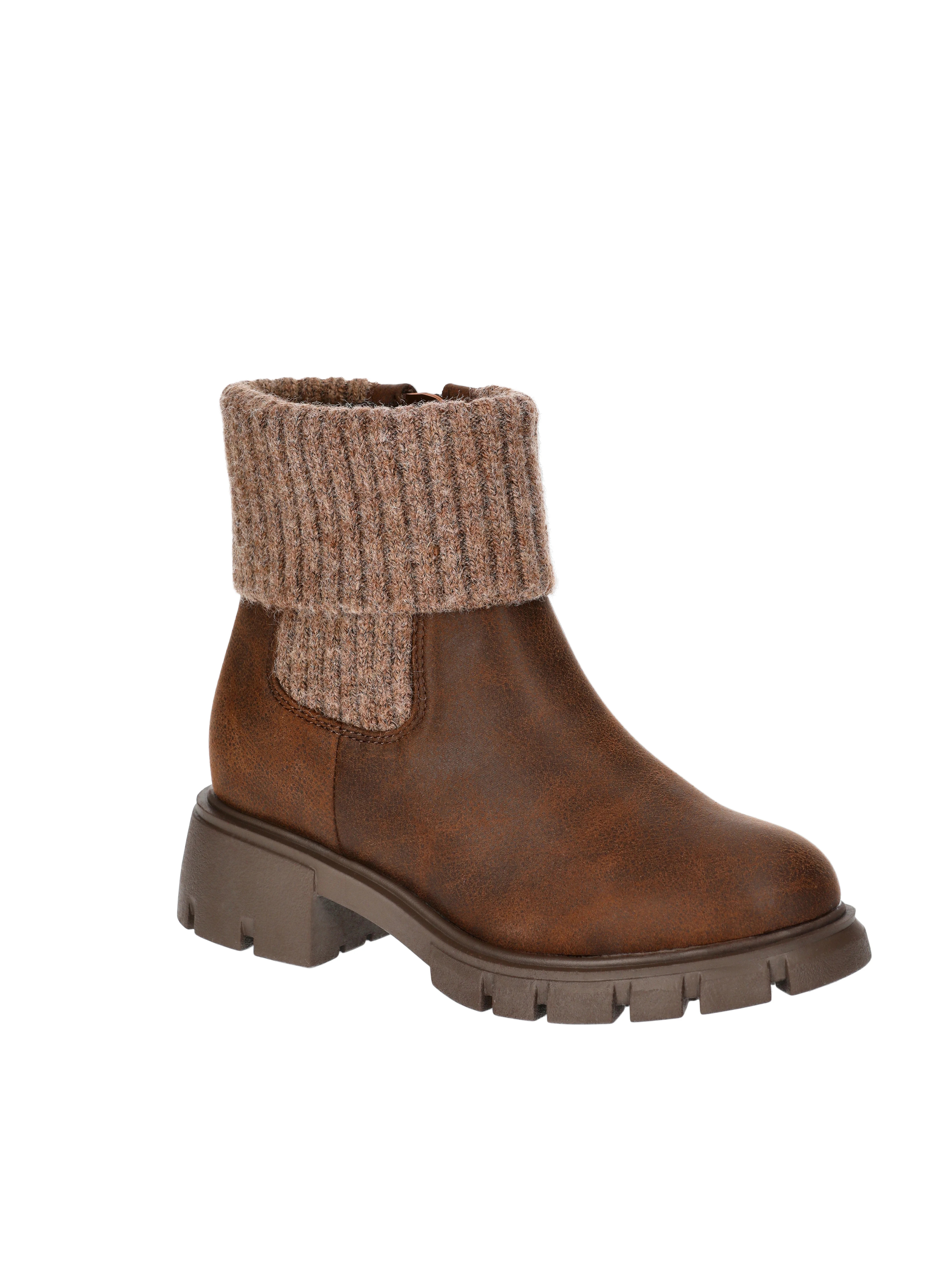 Wonder Nation Toddler Girls Sweater Knit Faux Leather Boots | Walmart (US)