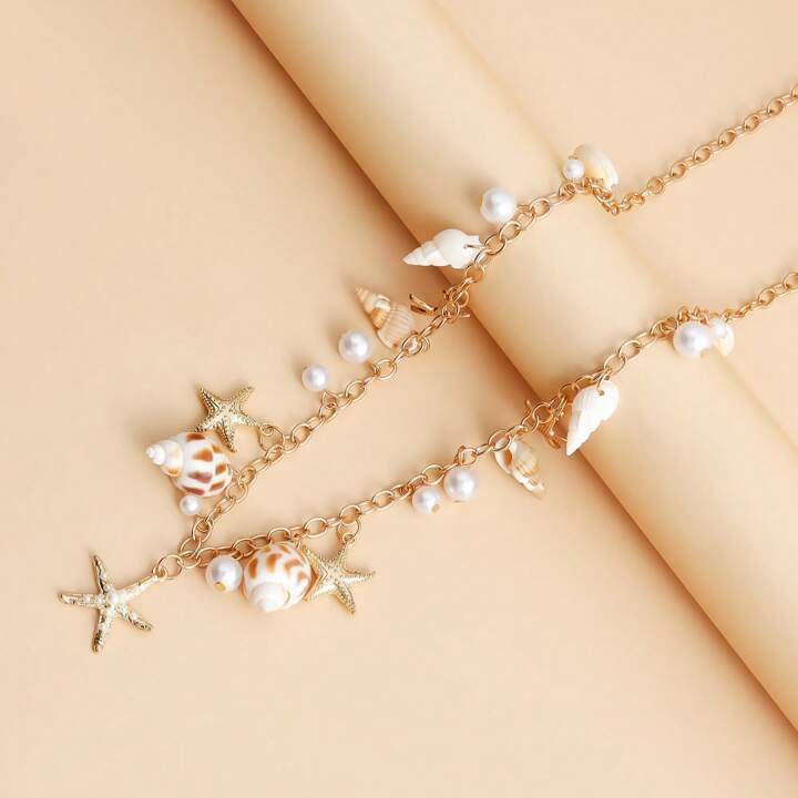 1pc Summer Beach Shell, Pearl, Starfish, Seashell Tassel Waist Chain | SHEIN