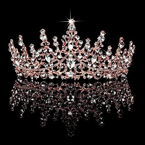 TOBATOBA Crystal Wedding Tiara for Women Rose Gold Crown for Women Royal Queen Crown Headband Metal  | Amazon (US)