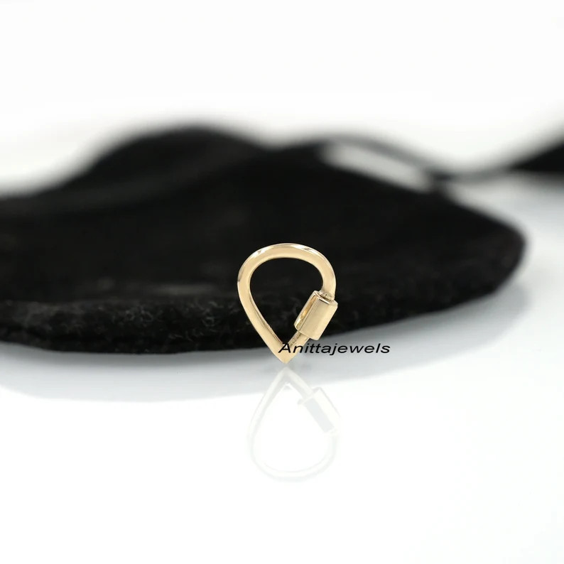 14K Gold Carabiner Lock: Diamond, Ruby, or Emerald Charm Holder - Etsy | Etsy (US)