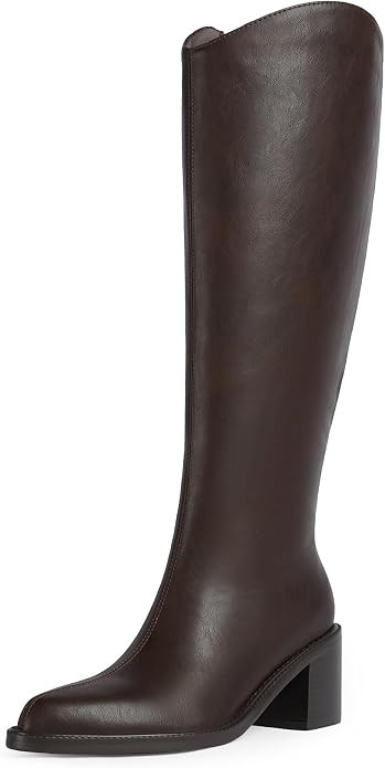 Knee High Boots Women Pointed Toe Tall Boots Chunky Block Heel Long Boots | Amazon (US)