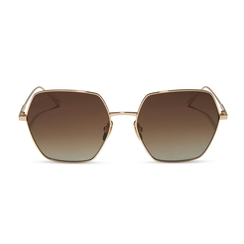 COLOR: gold brown gradient polarized sunglasses | DIFF Eyewear