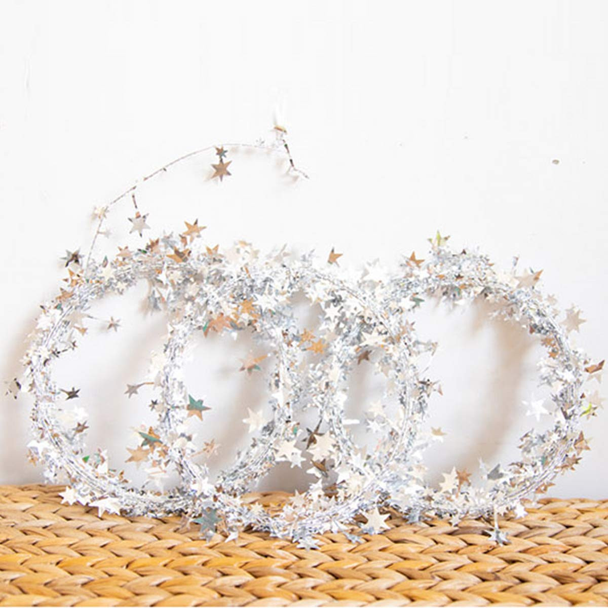 75 FT Star Tinsel Garlands with Wire, Christmas Star Wire Garland Decorations for Xmas Tree Home ... | Amazon (US)