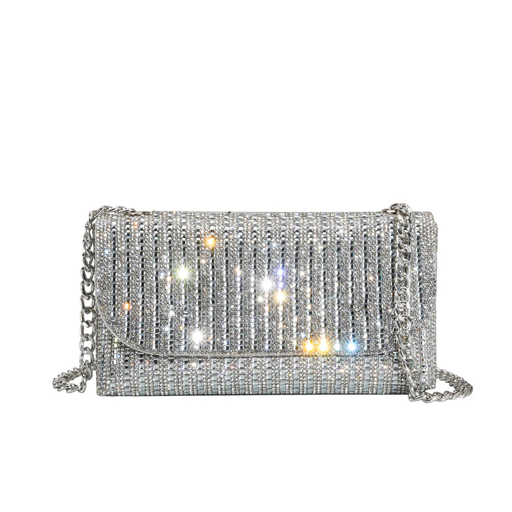 Silver Kiki Small Rhinestone Crossbody Clutch | Melie Bianco | Melie Bianco