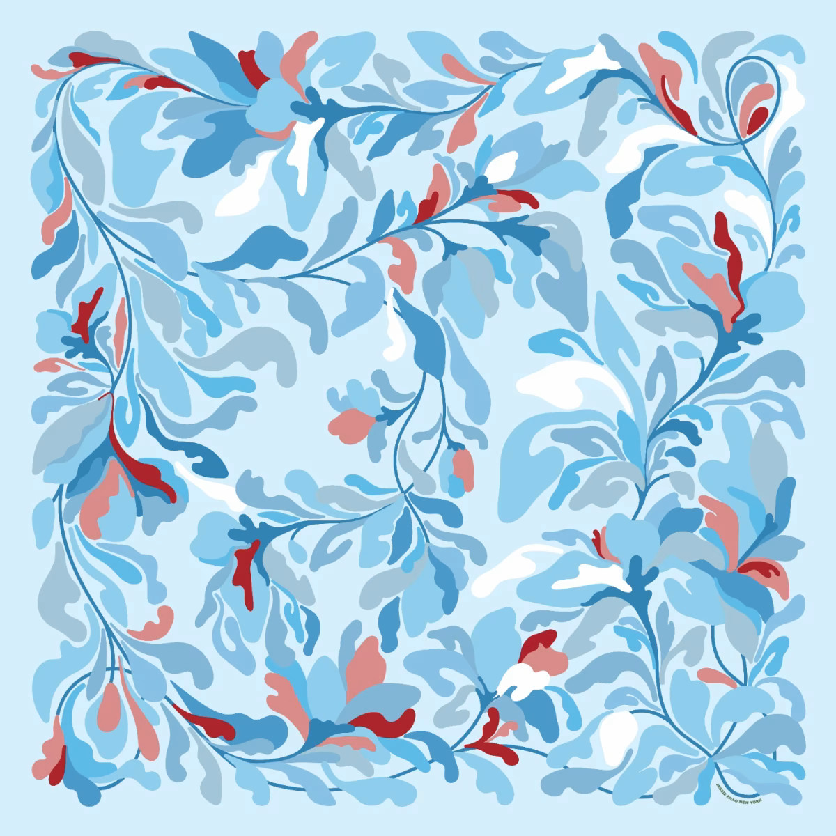 Wool Shawl Of Blue Garden | Wolf & Badger