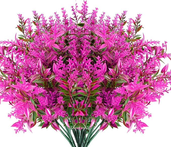 8 Bundles Artificial Lavender Flowers Outdoor UV Resistant Fake Flowers No Fade Faux Plastic Plan... | Amazon (US)