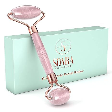 Sdara Rose Quartz Roller - Natural Stone Jade Roller Massager Tool for Wrinkles and Eye Puffiness... | Amazon (US)