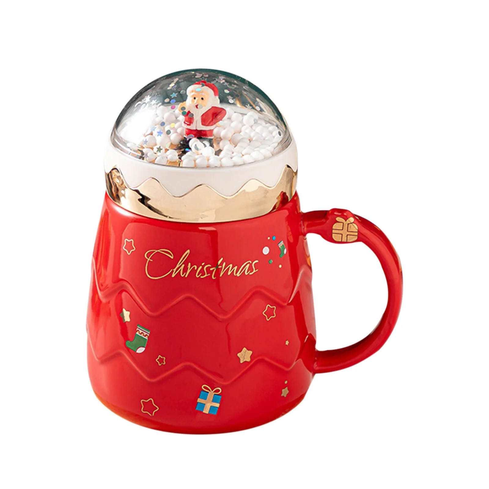 Christmas Ceramic Mug, Holiday Coffee Cup, Gradient Pearlized Red and Green Ceramic Mug with Lid ... | Walmart (US)