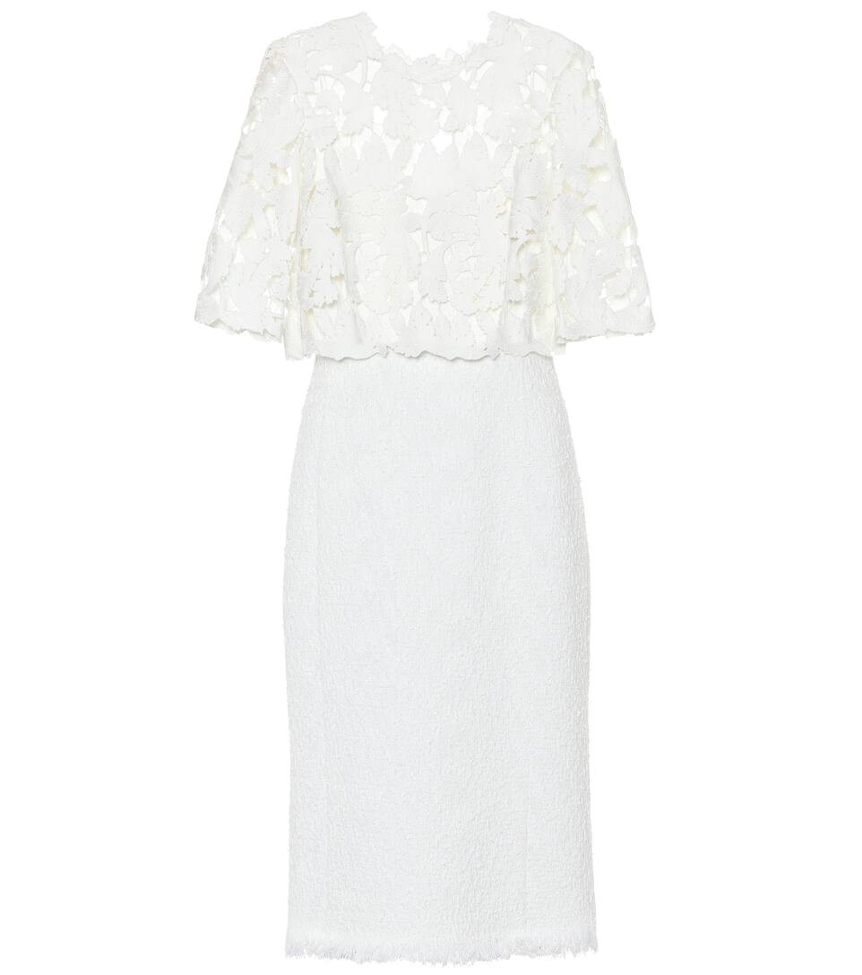 Organza-trimmed tweed midi dress | Mytheresa (US/CA)