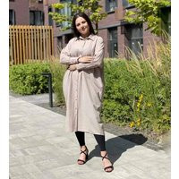 Beige Crepe Shirtdress, Plus Size Boho Tunic | Etsy (US)