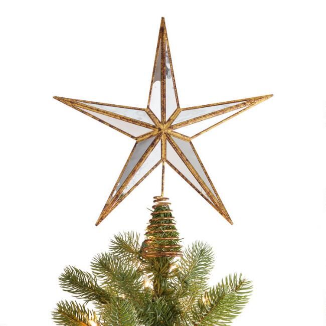 Antique Gold Mirror Star Tree Topper | World Market
