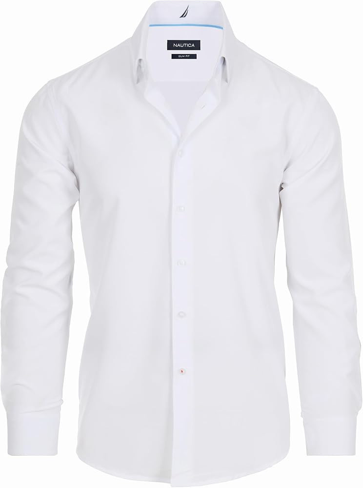 Nautica Slim Fit Mens Dress Shirts Long Sleeve Button Down Wrinkle Free Formal 4-Way Stretch | Amazon (US)