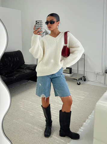 Jem Oversized Sweater Cream | Princess Polly US