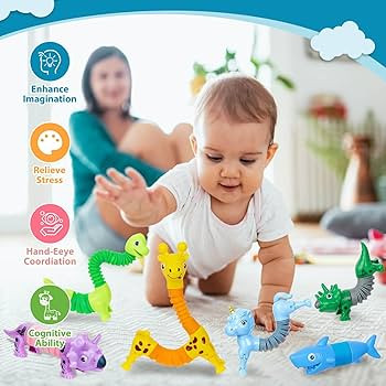 10 Pack Pop Tubes,Dog pop Tubes, Animal pop Tubes Fidget Toys,Sensory Tubes Fidget Toys for Kids,... | Amazon (US)