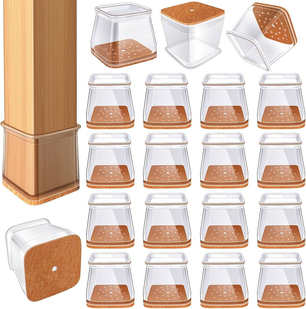 24 Pcs Chair Leg Floor Protectors for Hardwood Floors Square Silicone Covers to Protect Wood Tile... | Amazon (US)