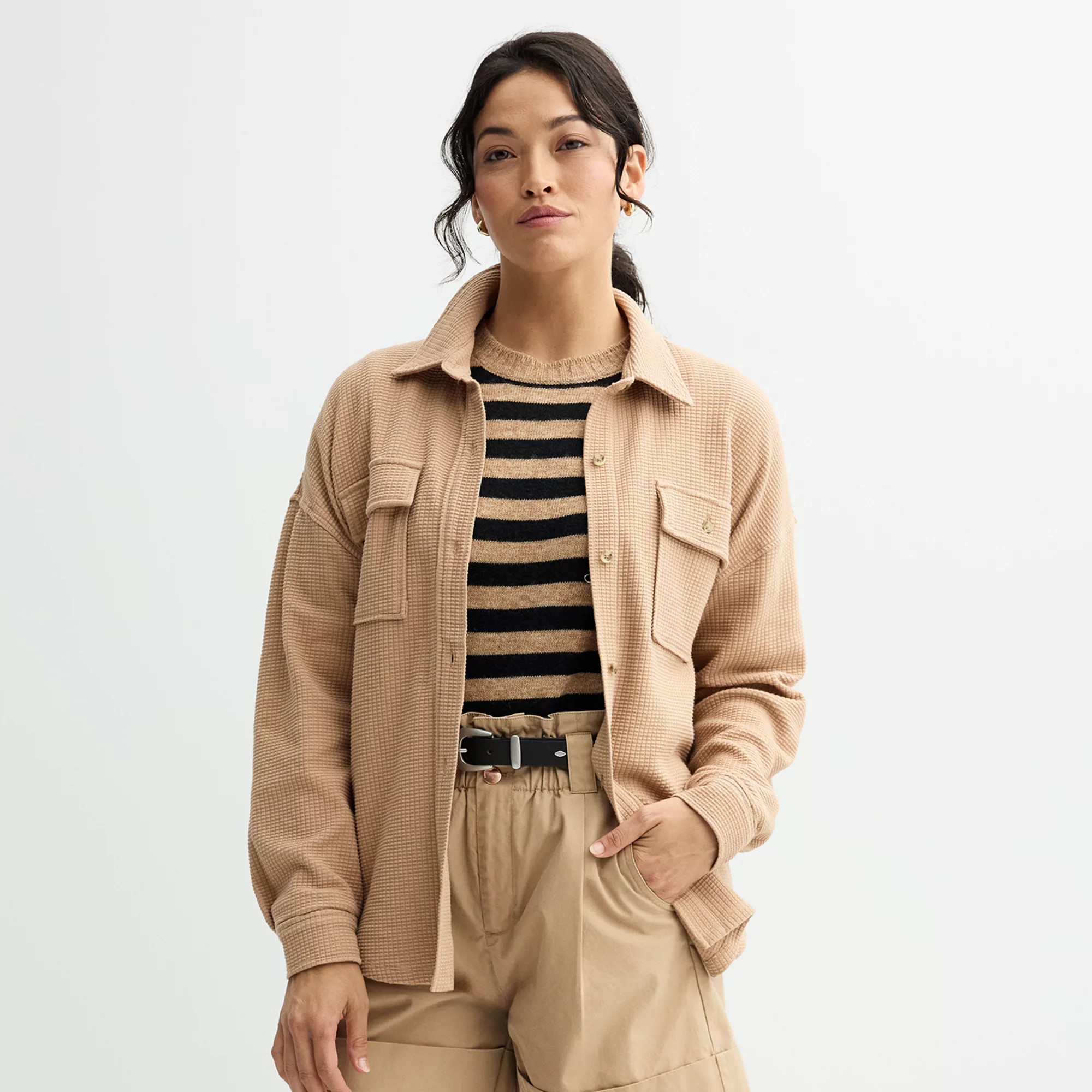 Women's Sonoma Goods For Life® Waffle Knit Shacket | Kohl's