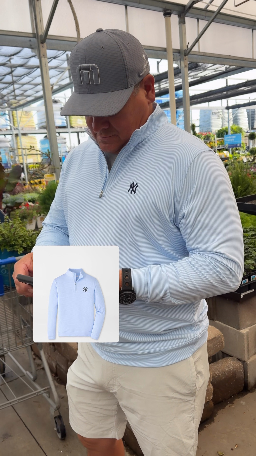 Peter Millar 1/4 zip Yankees 
Randy is in an XL 

#LTKOver40 #LTKMens
