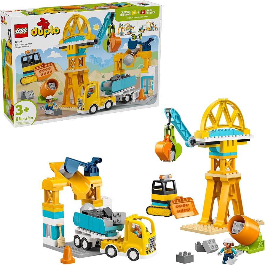 LEGO DUPLO Town 3 in 1 Construction Site and Vehicles Toys for Toddlers - Pretend Play Set for Bo... | Amazon (US)