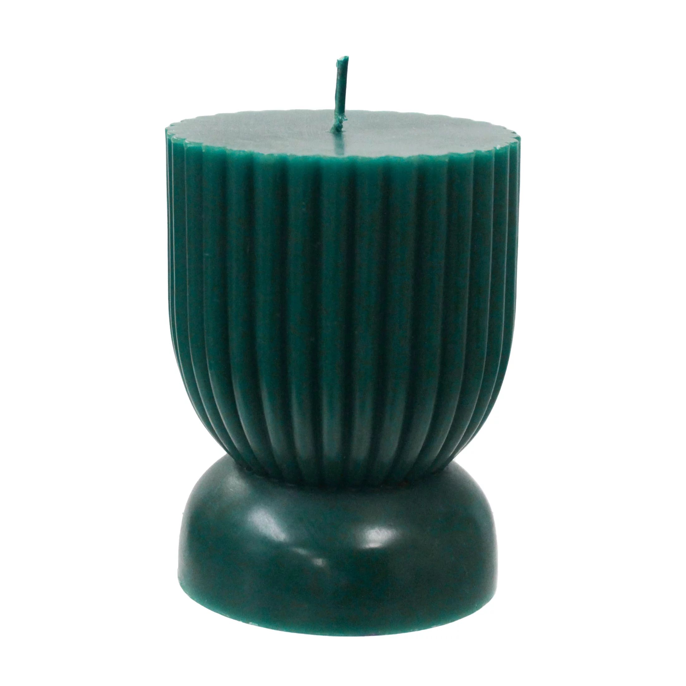 Better Homes & Gardens Unscented Ribbed Pillar Candle, 3x4 inches, Green | Walmart (US)