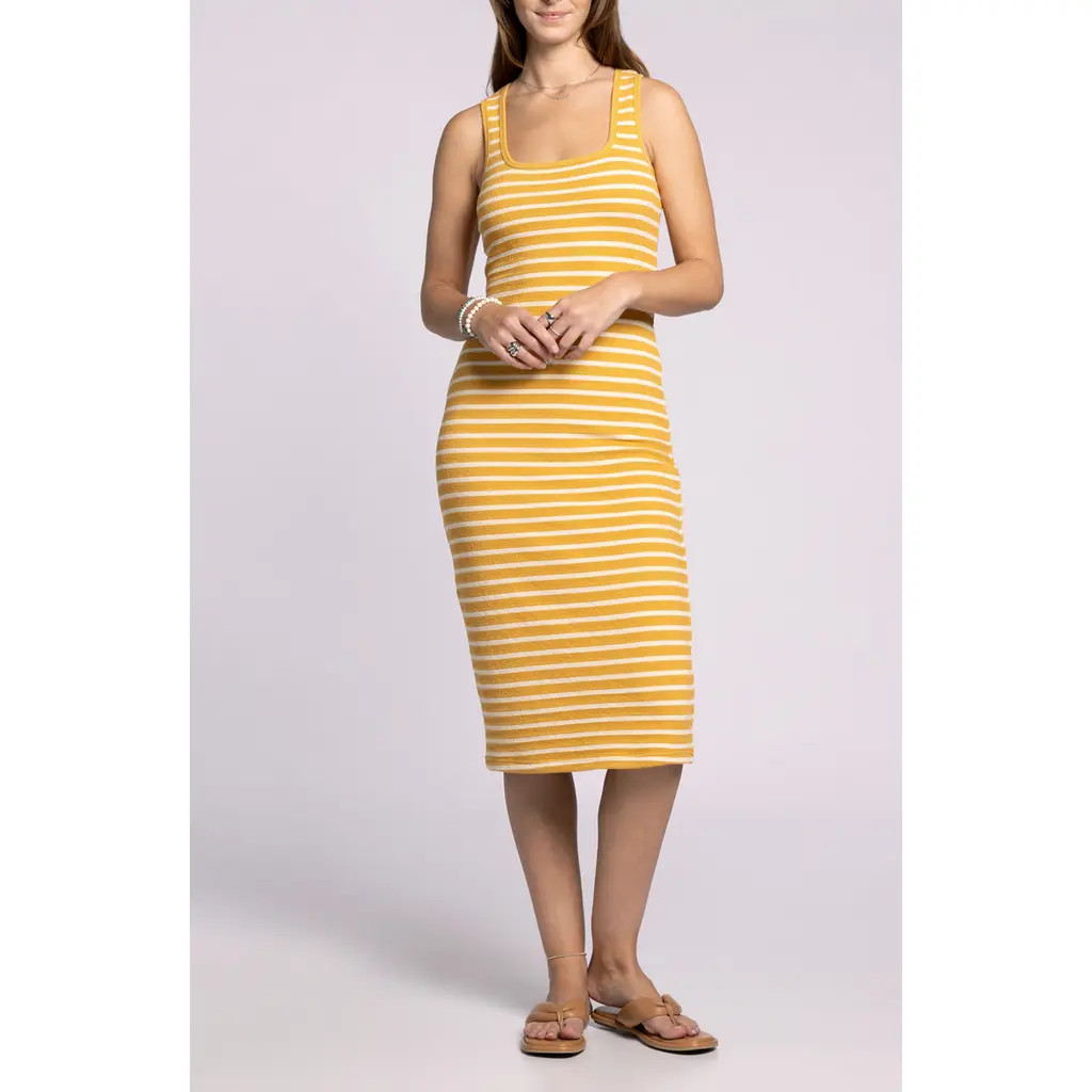 Thread & Supply Jenna Stripe Tank Dress in Yellow White at Nordstrom, Size Large | Nordstrom