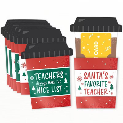 Big Dot of Happiness Assorted Teacher Holiday Presents Coffee Cup Gift Card Holders with Envelopes, Appreciation Christmas Nifty Gifty Pack, Set of 8 | Target