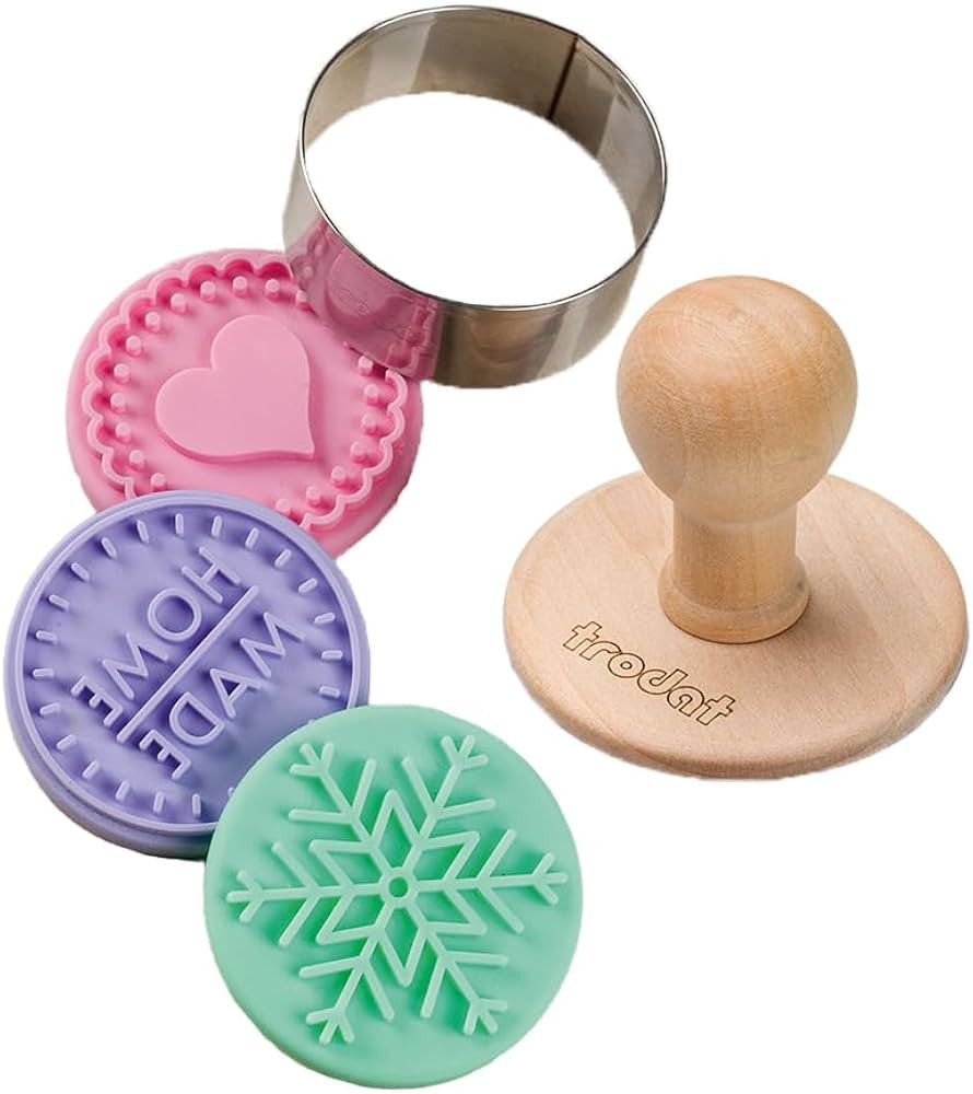 Trodat Keksstempel Set Home Made, Ø ca. 6 cm, Holzstempel, 3 wechselbare Silikon-Motiveinsätze,... | Amazon (DE)