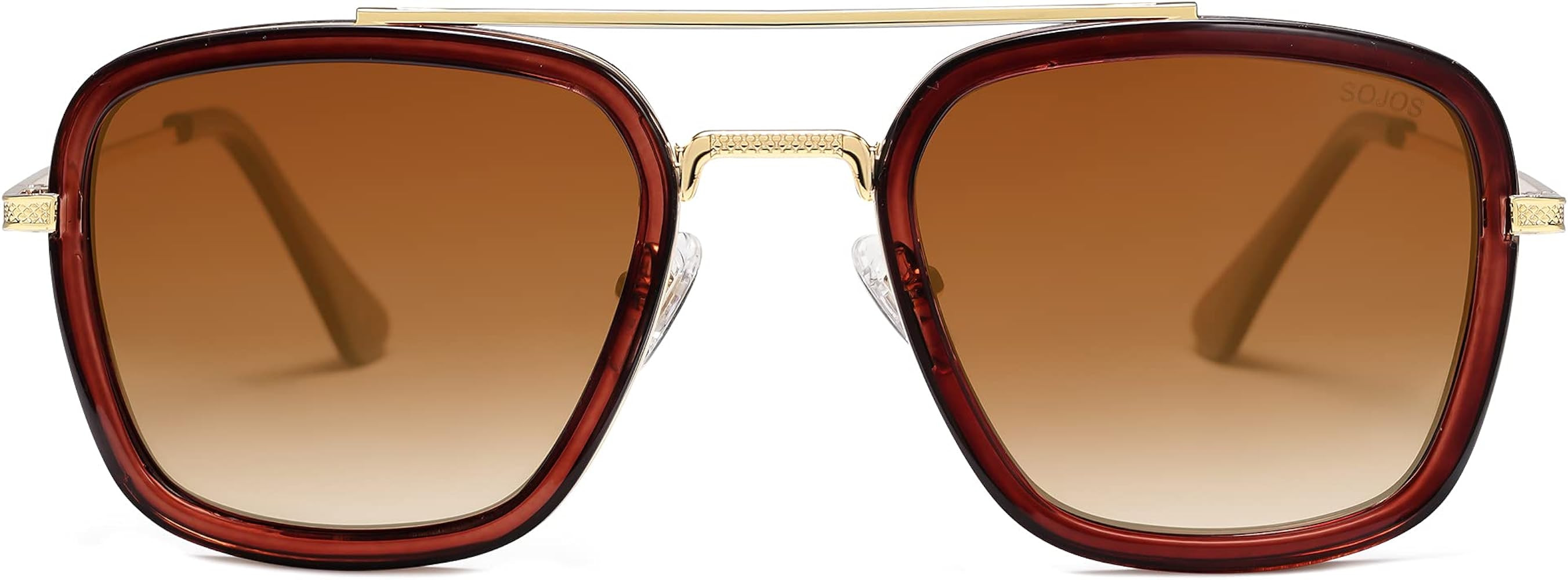 SOJOS Retro Square Polarized Sunglasses for Men Women Goggle Classic Alloy Frame HERO SJ1126 | Amazon (US)