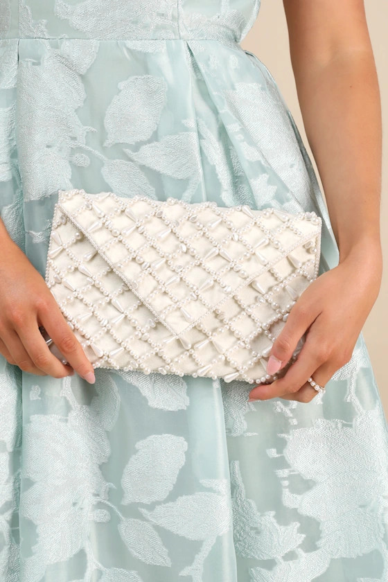 Allura Ivory Pearl Beaded Clutch | Lulus