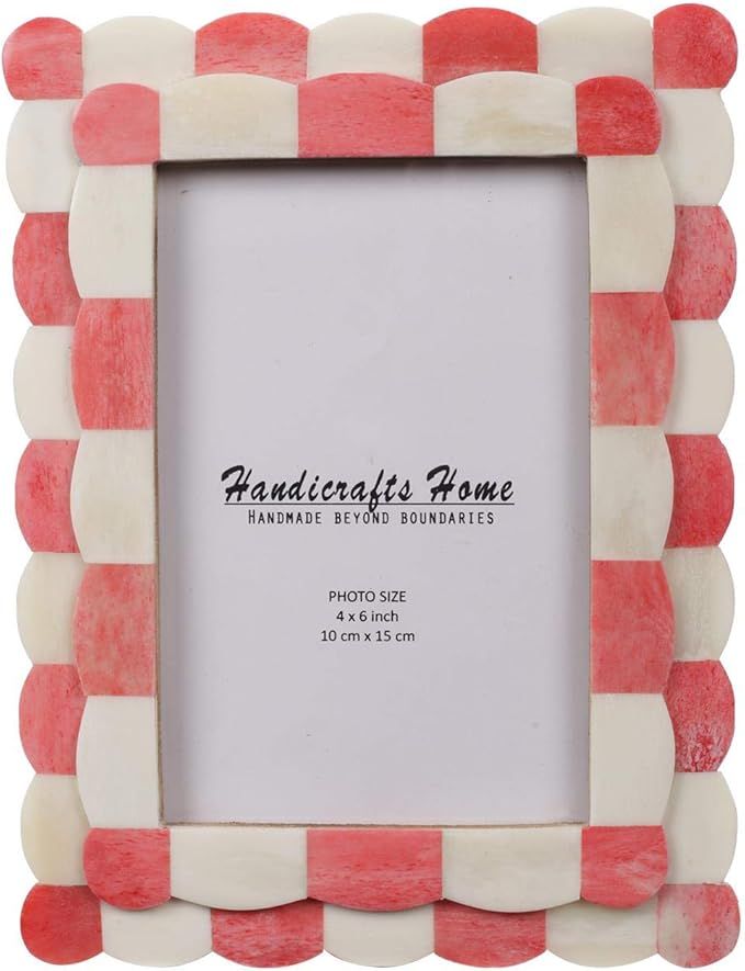Handicrafts Home Photo Picture Frame - 4" x 6" Handmade Gift Photo Frames - Red & white | Amazon (US)