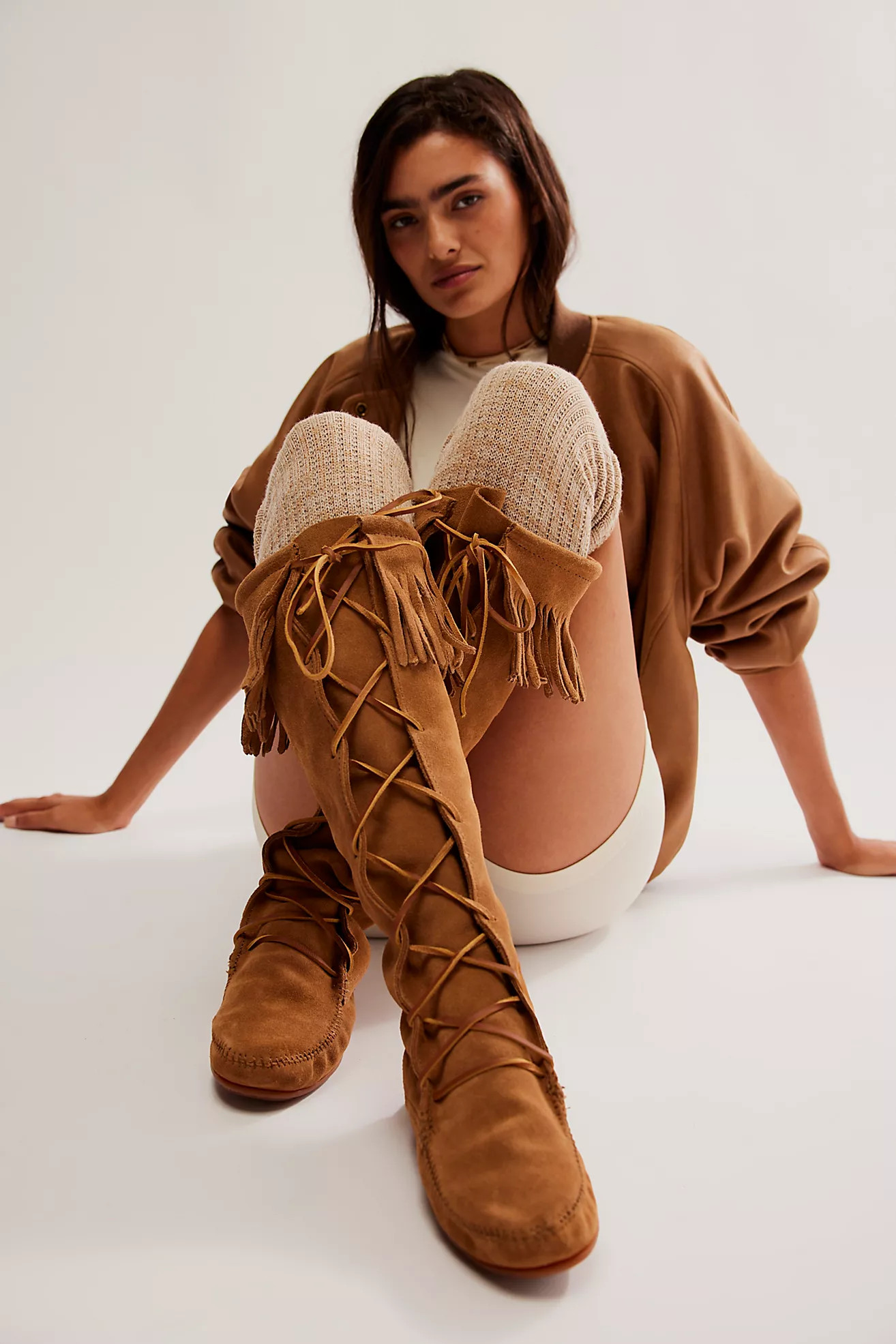 Minnetonka Front Lace Knee High Boots | Free People (Global - UK&FR Excluded)