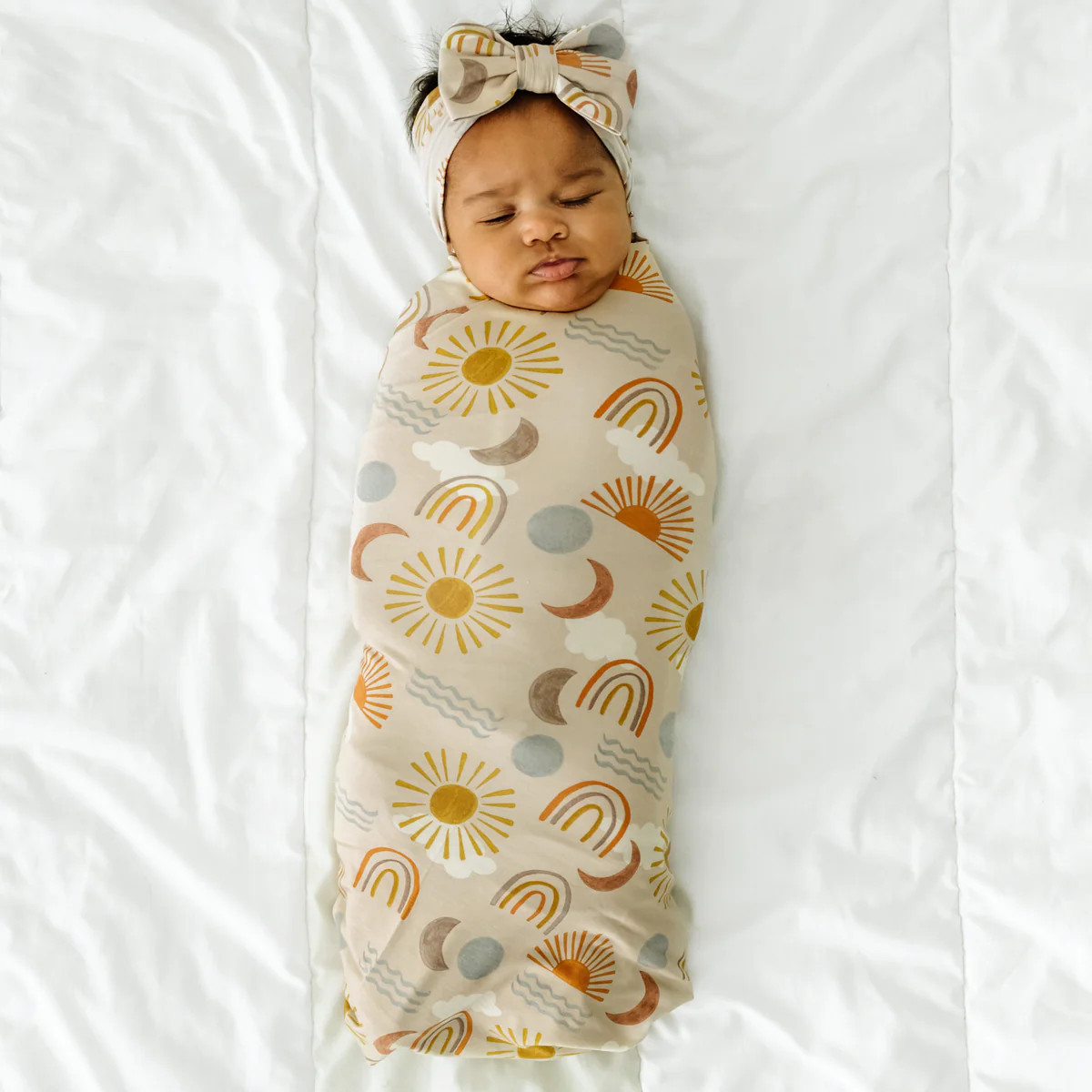 Desert Sunrise Swaddle & Luxe Bow Headband Set | Little Sleepies