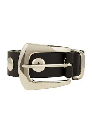 Jordana Mini Moto Belt in Black & Silver | Revolve Clothing (Global)