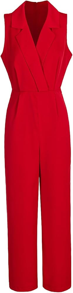 Sleeveless Women's Jumpsuits Elegant Long Jumpsuits Deep V-Neck Straight Pants Business Jumpsuit ... | Amazon (US)