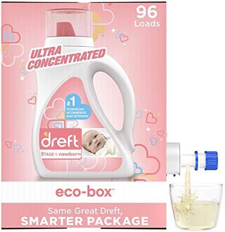 Dreft Stage 1: Baby Laundry Detergent Liquid Soap Eco-Box, Natural for Newborn, or Infant, Ultra ... | Amazon (US)