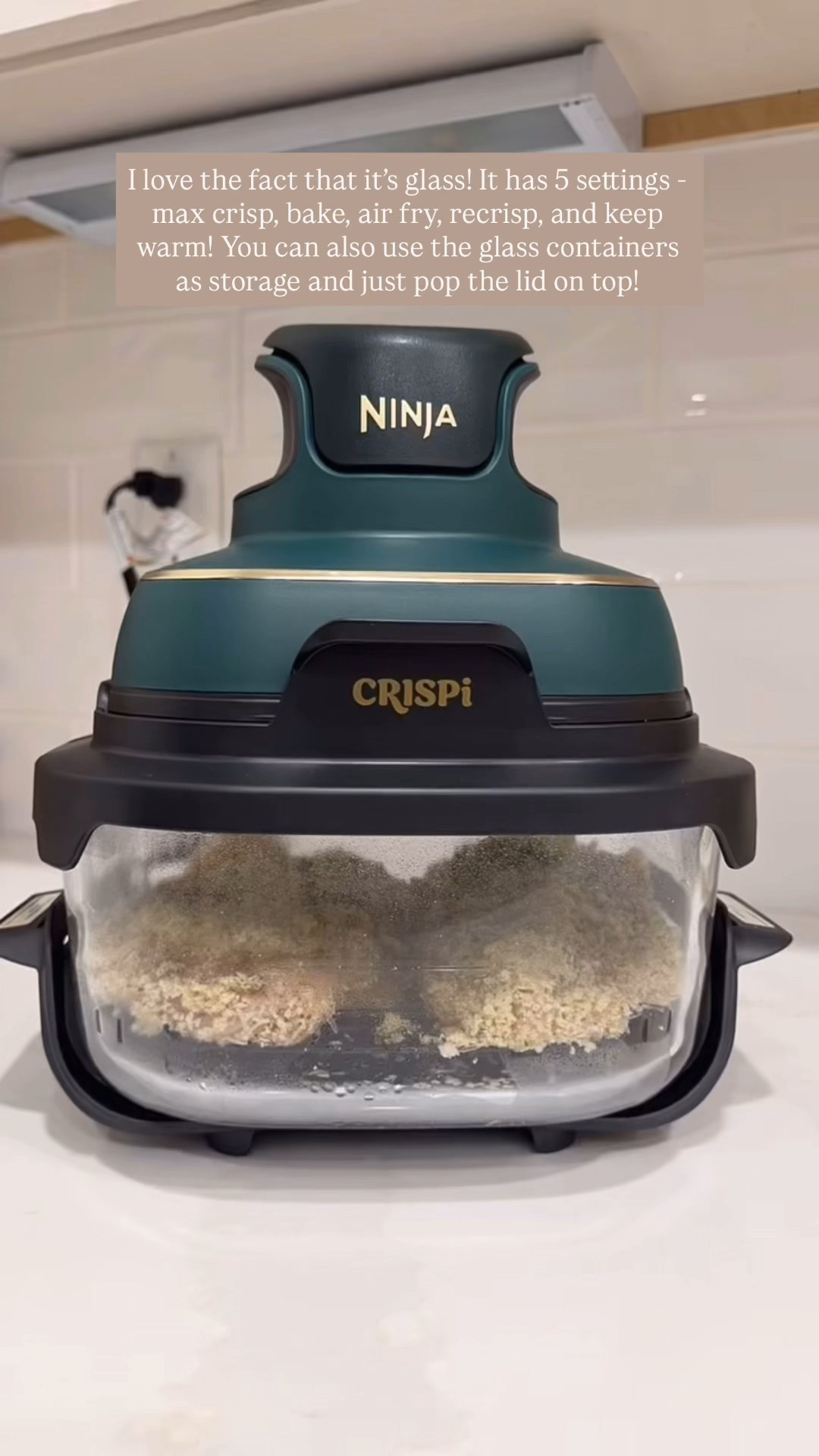 #ad #LoveQVC Cook dinner with me in my new Ninja Crispi that’s on sale at @QVC 🤍 This chicken came out perfectly crispy and it’s so easy to use! It has 5 modes - keep warm, recrisp, bake, air fry, and max crisp! The glass containers can also go straight from the air fryer to the fridge and come with lids that snap on! I seriously love this and it’s an amazing gift idea too! 

Parmesan crusted chicken recipe below:
Ingredients: 
Boneless skinless chicken breasts
2 cloves garlic 
1 c grated parmesan cheese 
1 c panko breadcrumbs 
2 tsp Italian season 
1 tsp salt 
1 tsp pepper
2 tbsp Olive oil 

In a bowl, combine salt, pepper, Italian seasoning, minced garlic, and olive oil. Pat on each chicken breast.
In another bowl, combine Parmesan cheese and panko breadcrumbs.
Dip each chicken breast into breadcrumb mixture then spray with olive oil spray. I cooked in “bake” mode for 15 minutes in my Ninja Crispi! It was delicious! Enjoy and shop it below! 👏🏼 

#LTKfoodie #LTKHome #LTKGiftGuide
