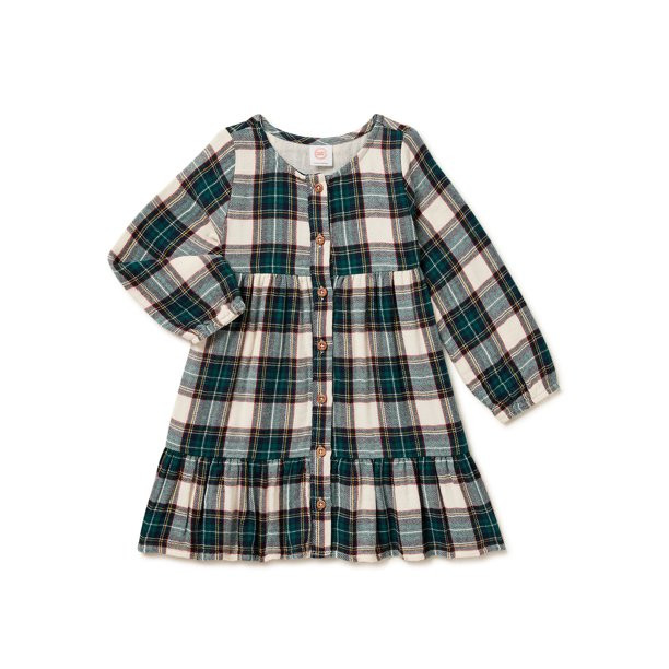 Wonder Nation Baby and Toddler Girl Long Sleeve Dress, Sizes 12M - 5T - Walmart.com | Walmart (US)