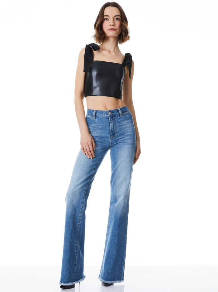 CASSIDY VEGAN LEATHER TIE STRAP TOP | Alice + Olivia