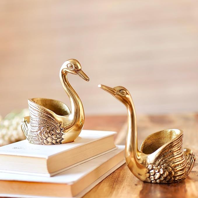 Metal Pair of Swans for Good Luck and Love | Candle Holder for Home Decor Tabletop Living Room Of... | Amazon (US)