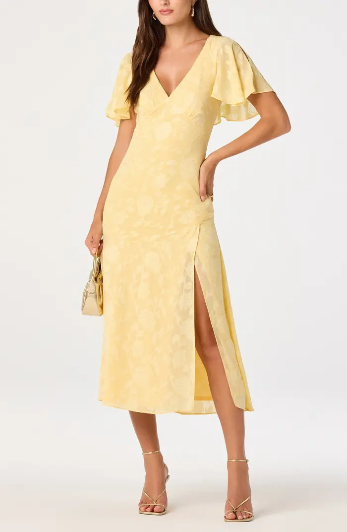 Floral Flutter Sleeve Cutout Back Midi Dress | Nordstrom Rack