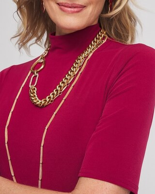 Elbow-sleeve Mock Neck Maxi Dress | Chico's