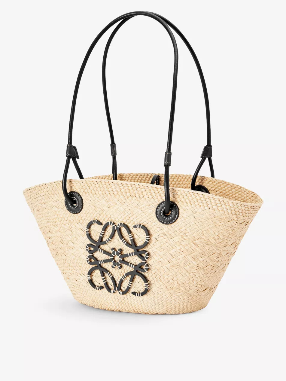 Loewe Paula’s Ibiza Anagram small Iraca palm and leather basket bag | Selfridges