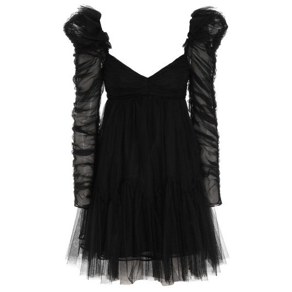 Tulle Ruched Mini Dress, Black | The Avenue