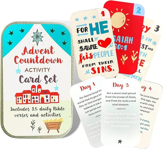 Religious Advent Calendar 2021 Activity Card Set, 25 Daily Bible Verses and Activities, Countdown... | Amazon (US)