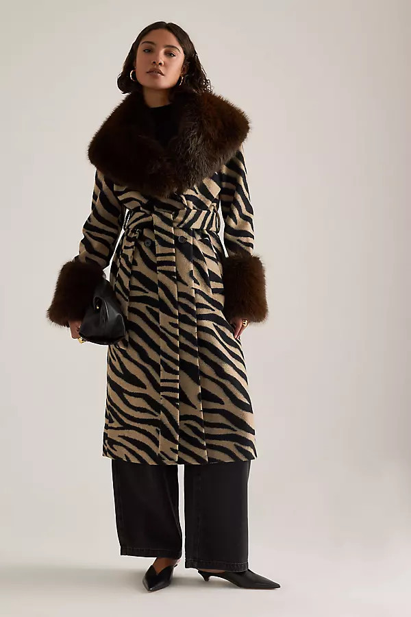 KITRI Lara Zebra Wool-Blend Coat | Anthropologie (UK)